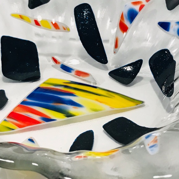 Vintage Fused Glass Multicolour Art Glass One of the Kind Decorative Dish Modern - Picture 8 of 9